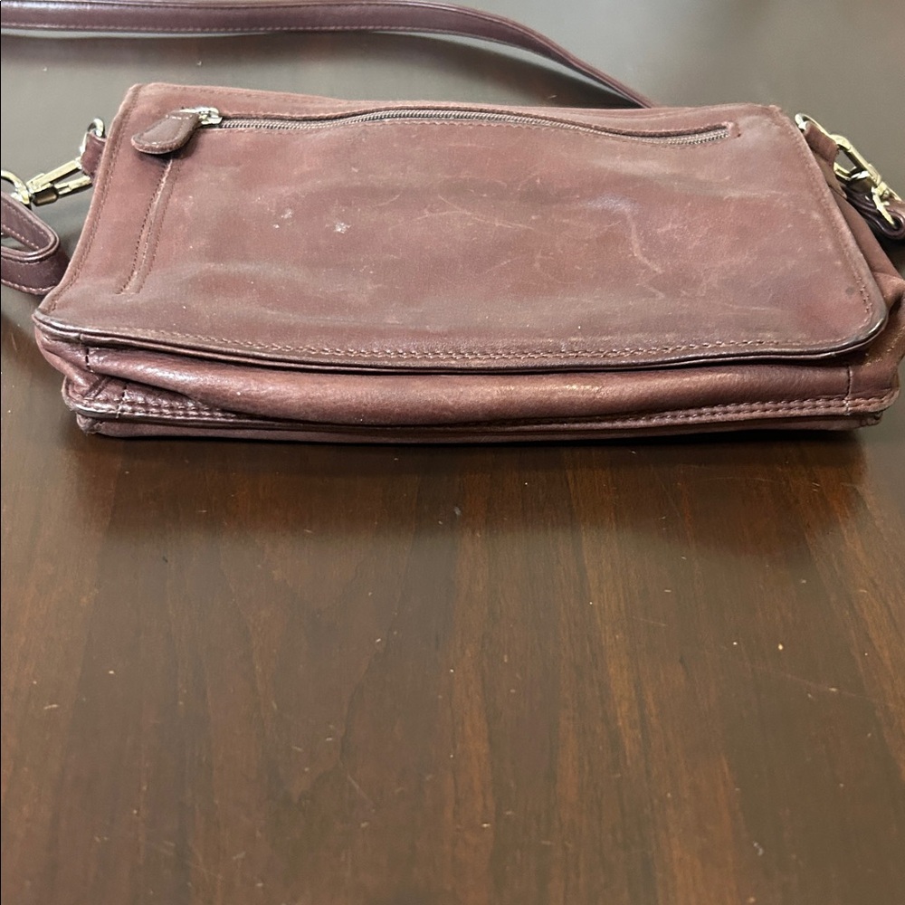 Derek Alexander Leather Crossbody Handbag Half Flap Organizer - Picture 9 of 16